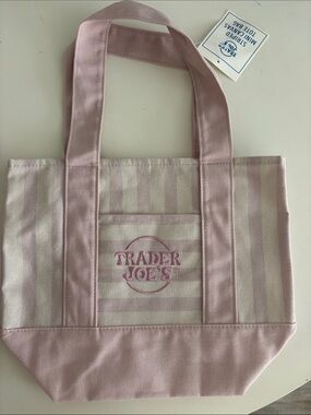 Trader Joe's Pink Stripe Canvas Tote